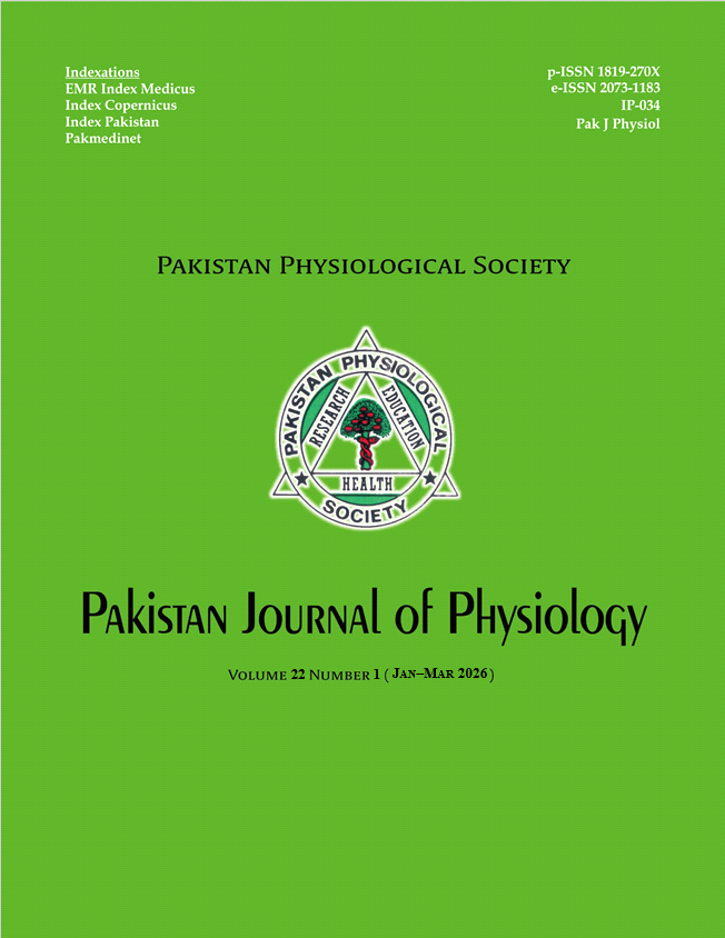 					View Vol. 22 No. 1 (2026): Pakistan Journal of Physiology
				